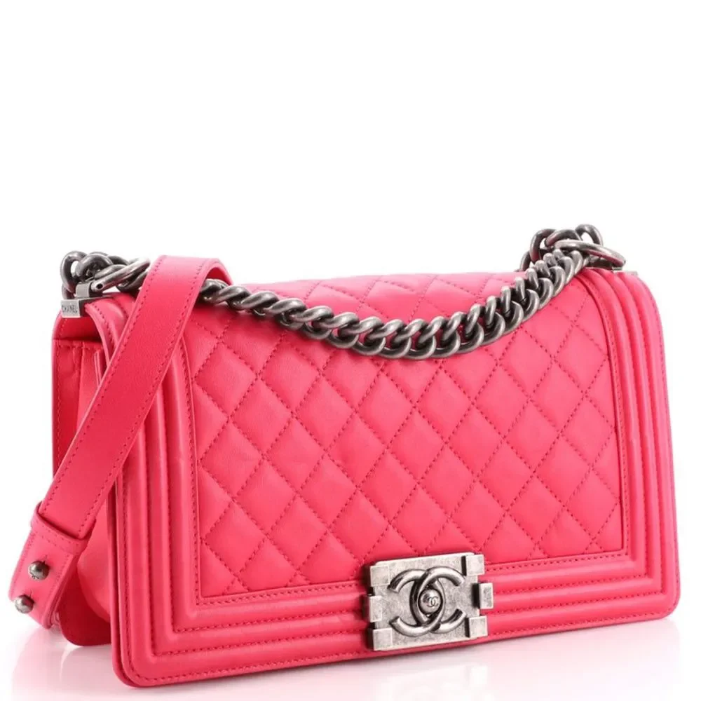 Chanel Boy Flap Bag Quilted Lambskin Old Medium Pink